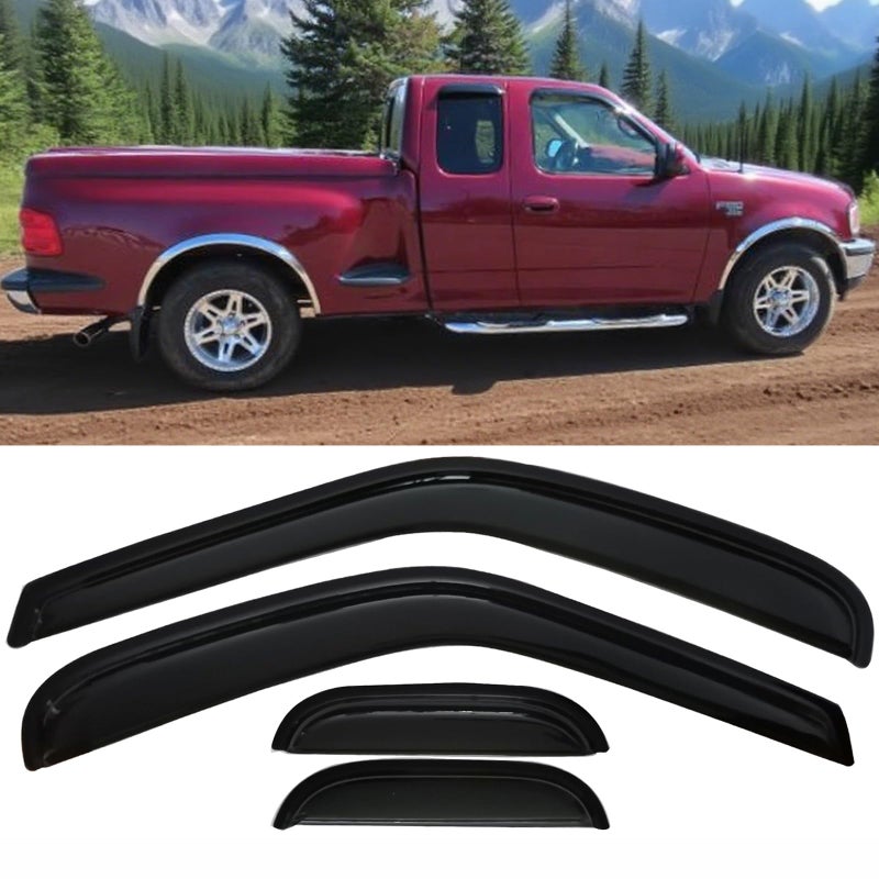 Darodcar Side Window Visors Window Shade Rain Guards Vent Deflectors Fit Ford F150 1997-2003, F250 Light Duty Super Cab 1997-1999, 4PCS 94808 - Image 1